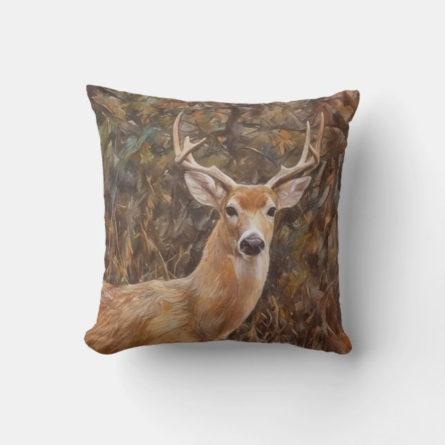 Oreiller jeté Cerfs Art Bois de cerf Nature Faune (Recto)