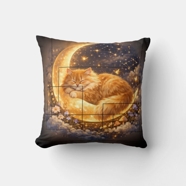Oreiller jeté Chat Lune Rêveuse  (Recto)