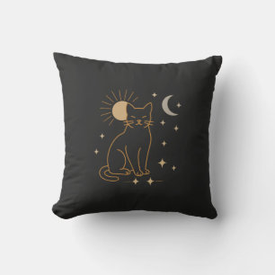 Oreiller jeté Chat Mystique – Lin Céleste Minimali