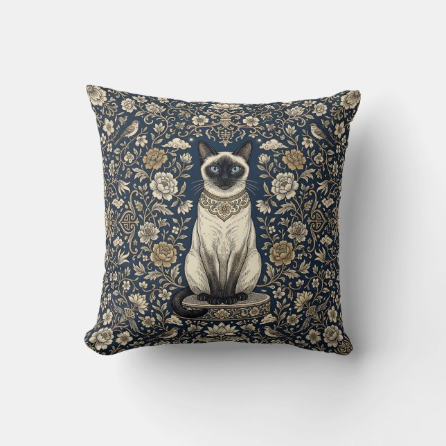 Oreiller jeté Chat siamois au clair de lune (Recto)