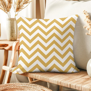 Oreiller jeté Chevron Or et Blanc Moderne