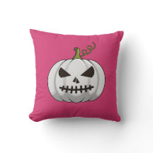 Oreiller jeté Citrouille Blanche Halloween Rose