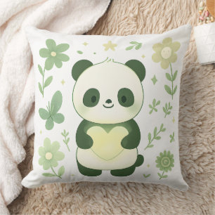Oreiller jeté cœur de panda fantaisiste