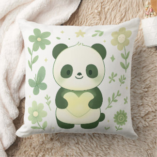 Oreiller jeté cœur de panda fantaisiste