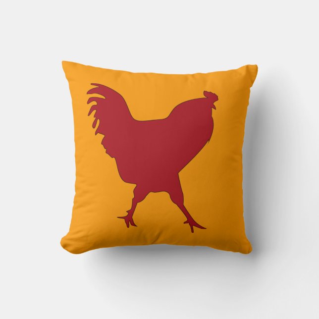 Oreiller jeté Coq Amusant et Coloré (Recto)
