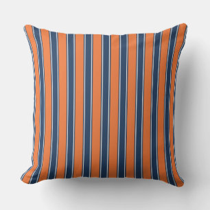 Oreiller jeté côtier rayé bleu marine et orange