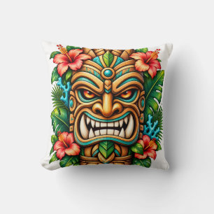 Oreiller jeté Couronne d'Hibiscus Tiki Guardian 16