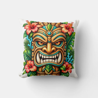 Oreiller jeté Couronne d'Hibiscus Tiki Guardian 16