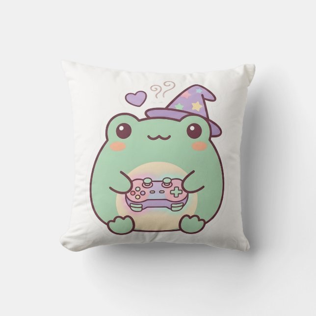 Oreiller jeté Cozy Pastel Magicien Grenouille Joue (Recto)