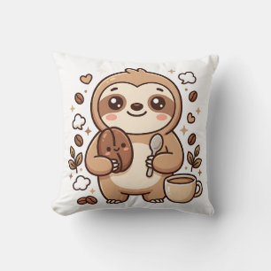 Oreiller jeté cuillère haricot de paresseux Kawaii