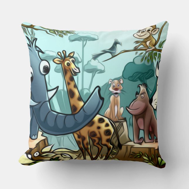 Oreiller jeté d'animaux de forêt (Recto)