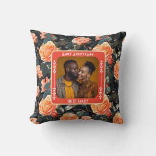 Oreiller jeté d'anniversaire d'amour vrai contempo