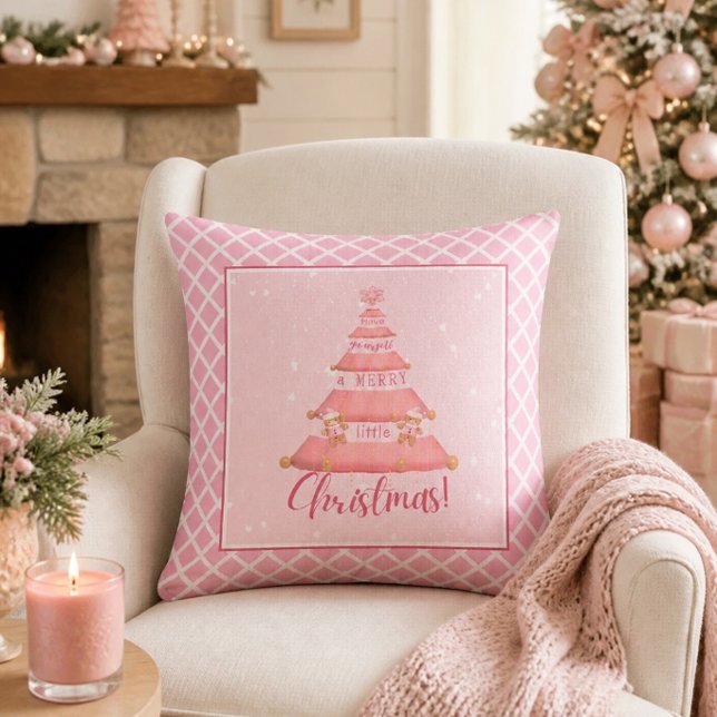 Oreiller jeté d'arbre de Noël rose (Créateur téléchargé)