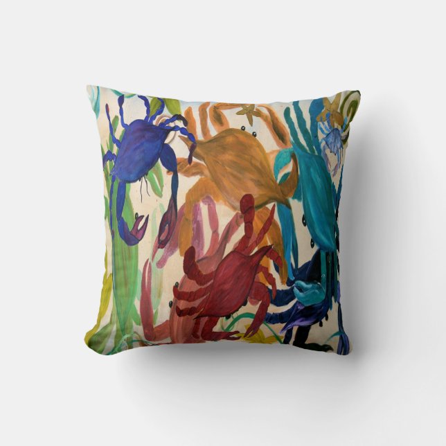 Oreiller jeté d'art de fête de crabe (Recto)