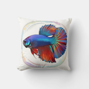 Oreiller jeté d'art de poisson Betta – Courant iri