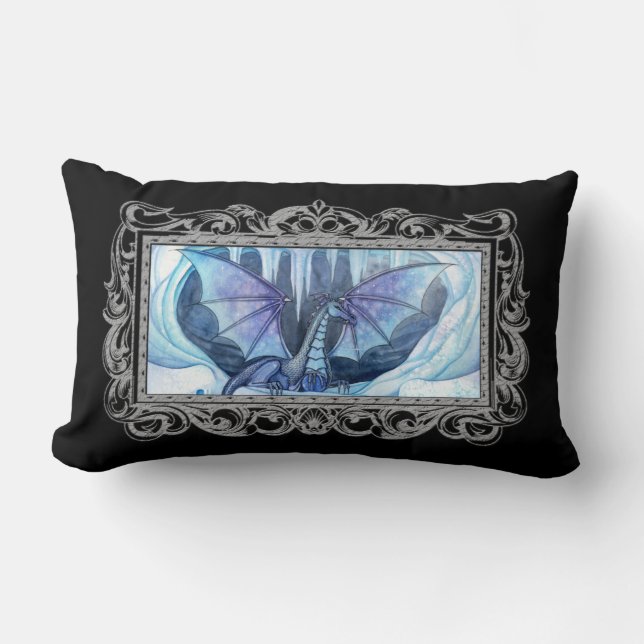 Oreiller jeté d'art fantastique de dragon de glace (Recto)