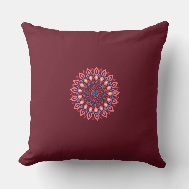 oreiller jeté d'art mandala (Recto)