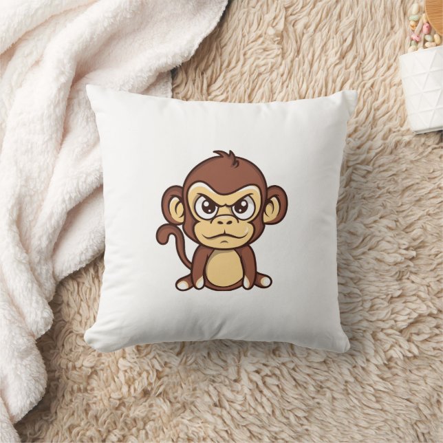 Oreiller jeté de bébé singe en colère mignon (Couverture)