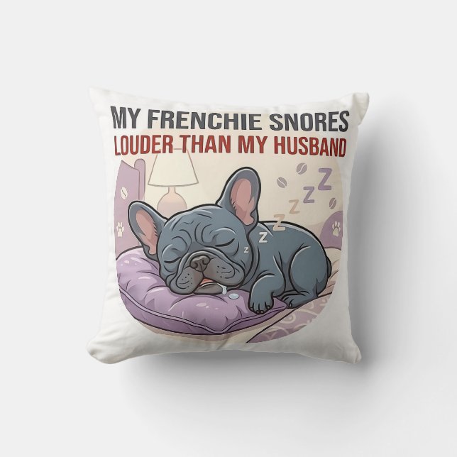 Oreiller jeté de bouledogue français ronflant drôl (Recto)