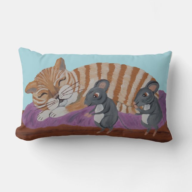 Oreiller jeté de chat endormi avec des souris sour (Recto)