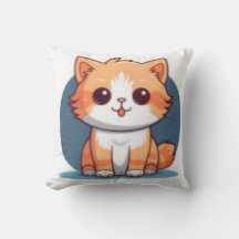 Oreiller jeté de chat orange de dessin animé migno