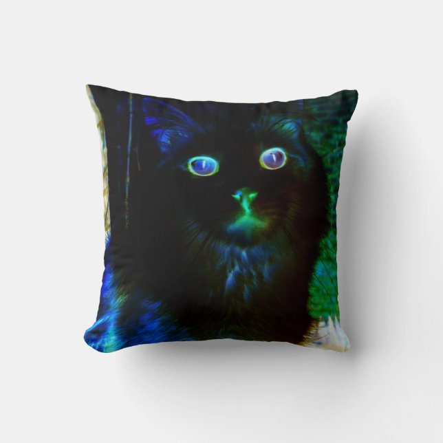 Oreiller jeté de chat qui brille dans le noir (Recto)