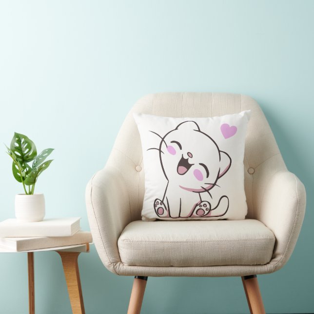 Oreiller jeté de chaton blanc mignon (Chaise)