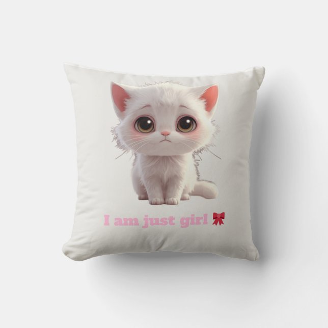 Oreiller jeté de chaton blanc mignon - Je suis jus (Recto)
