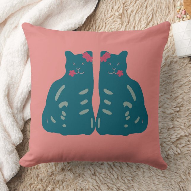 Oreiller jeté de chatons jumeaux (Couverture)