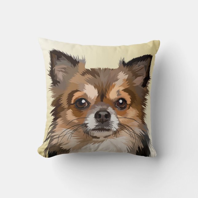 Oreiller jeté de chien mignon Brun Pomeranian (Recto)