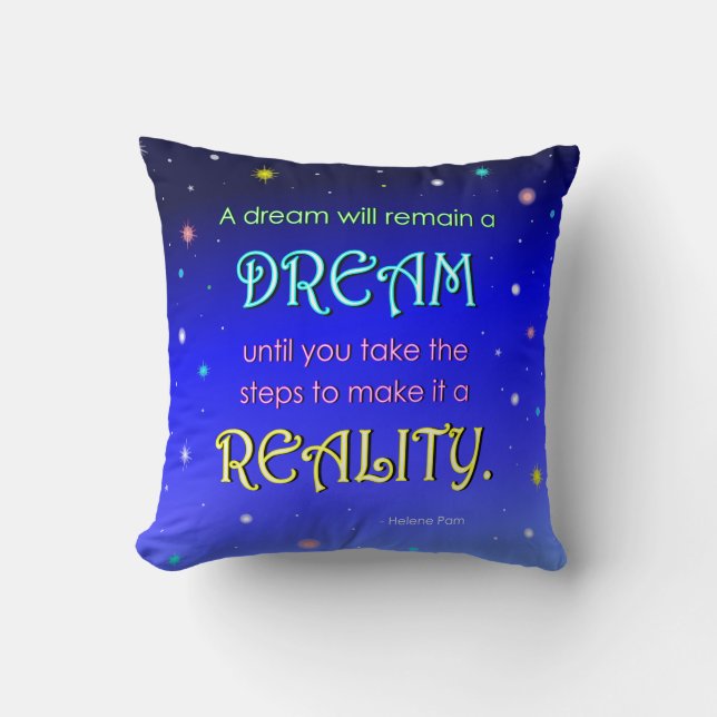 Oreiller jeté de citation de rêve inspirant (Recto)