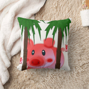 Oreiller jeté de cochon rose adorable
