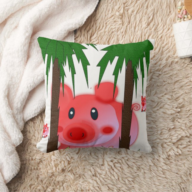 Oreiller jeté de cochon rose adorable  (Couverture)