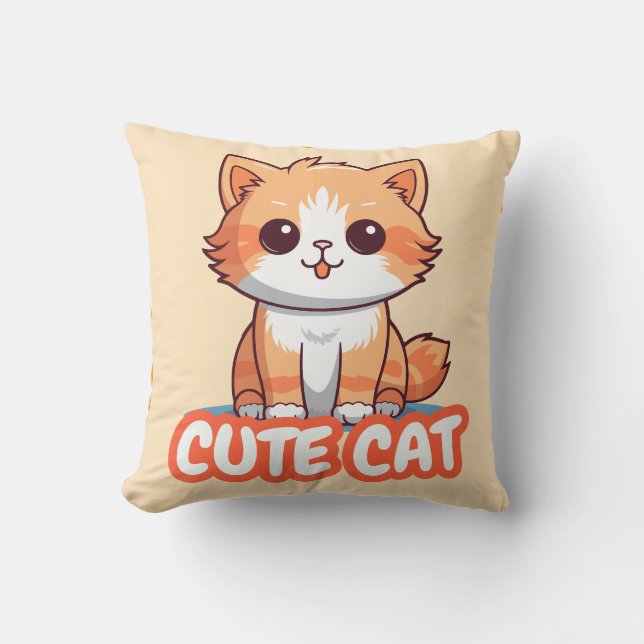 Oreiller jeté de dessin animé de chat mignon  (Recto)