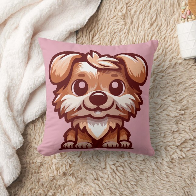 Oreiller jeté de dessin animé de chiot mignon (Couverture)
