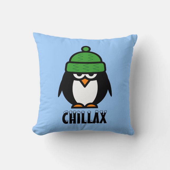 Oreiller jeté de dessin animé de pingouin fantaisi (Recto)