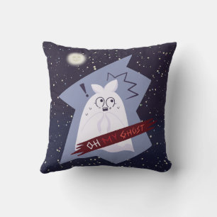 Oreiller jeté de fantôme de dessin animé choqué dr