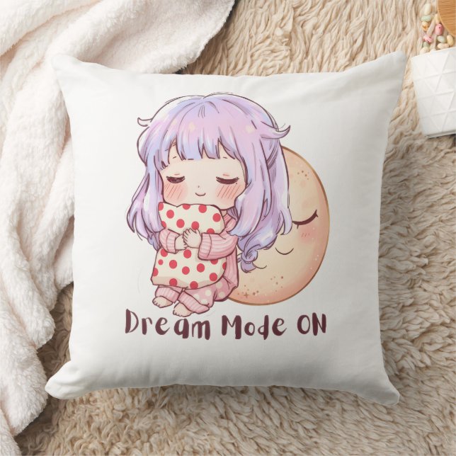 Oreiller jeté de fille endormie Kawaii Mignon (Couverture)