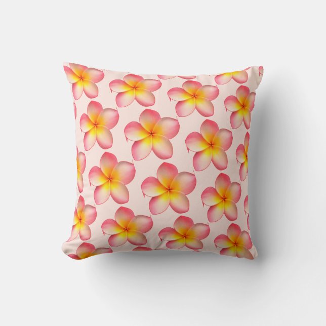 Oreiller jeté de fleurs de frangipanier plumeria (Recto)