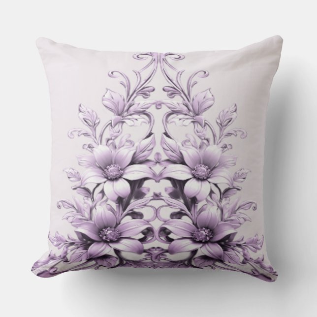 Oreiller jeté de fleurs violettes élégantes (Recto)