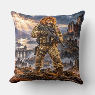 Oreiller jeté de guerrier tactique Lion britanniqu