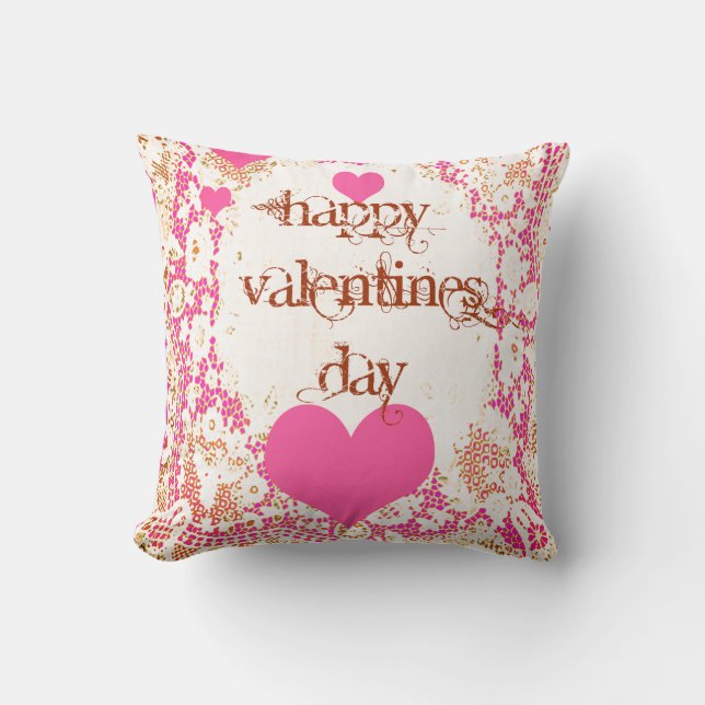 Oreiller jeté de la Saint-Valentin en dentelle ros (Recto)