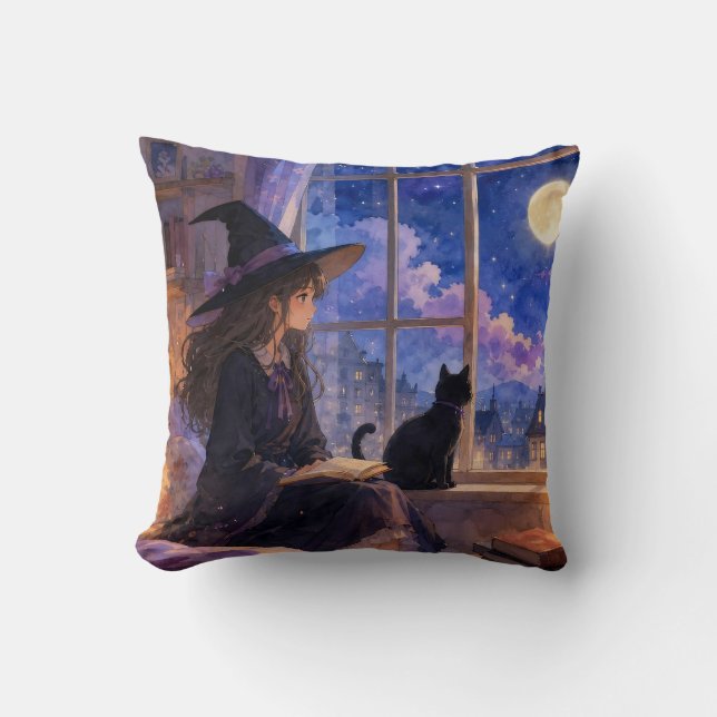 Oreiller jeté de lecture au clair de lune de sorci (Recto)