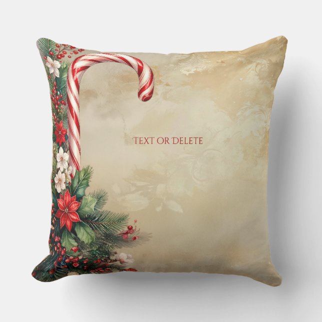 Oreiller jeté de Noël de Candy Cane Fêtes (Recto)
