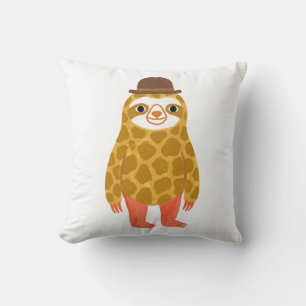Oreiller jeté de paresseux mignon Chapeau melon ma