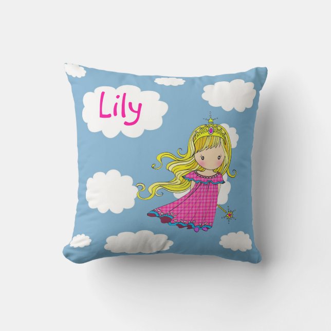 Oreiller jeté de petite princesse personnalisé (Recto)