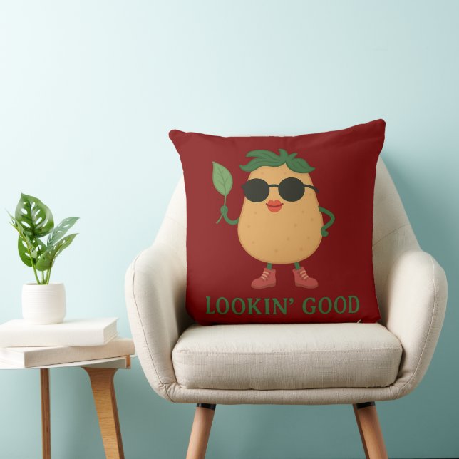 Oreiller jeté de pomme de terre mignonne drôle (Chaise)