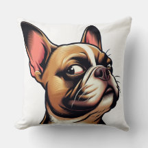 Oreiller jeté de portrait de Bouledogue Français a