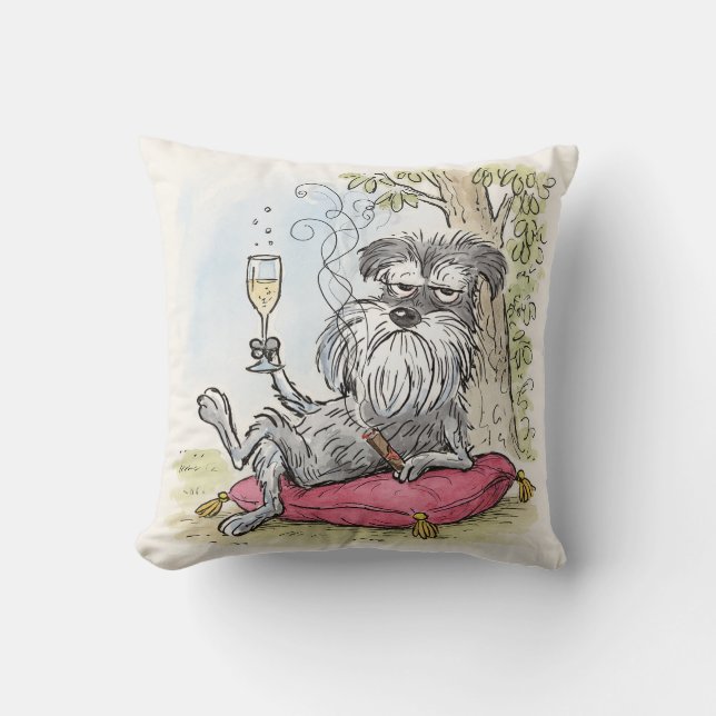Oreiller jeté de Schnauzer gris spécial gâté (Recto)