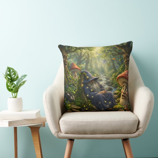 oreiller jeté de sorcier mystique et de luciole lu (Chaise)